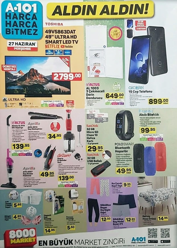 A101 27 Haziran 2019 Aktüel Ürünler 1.Sayfa